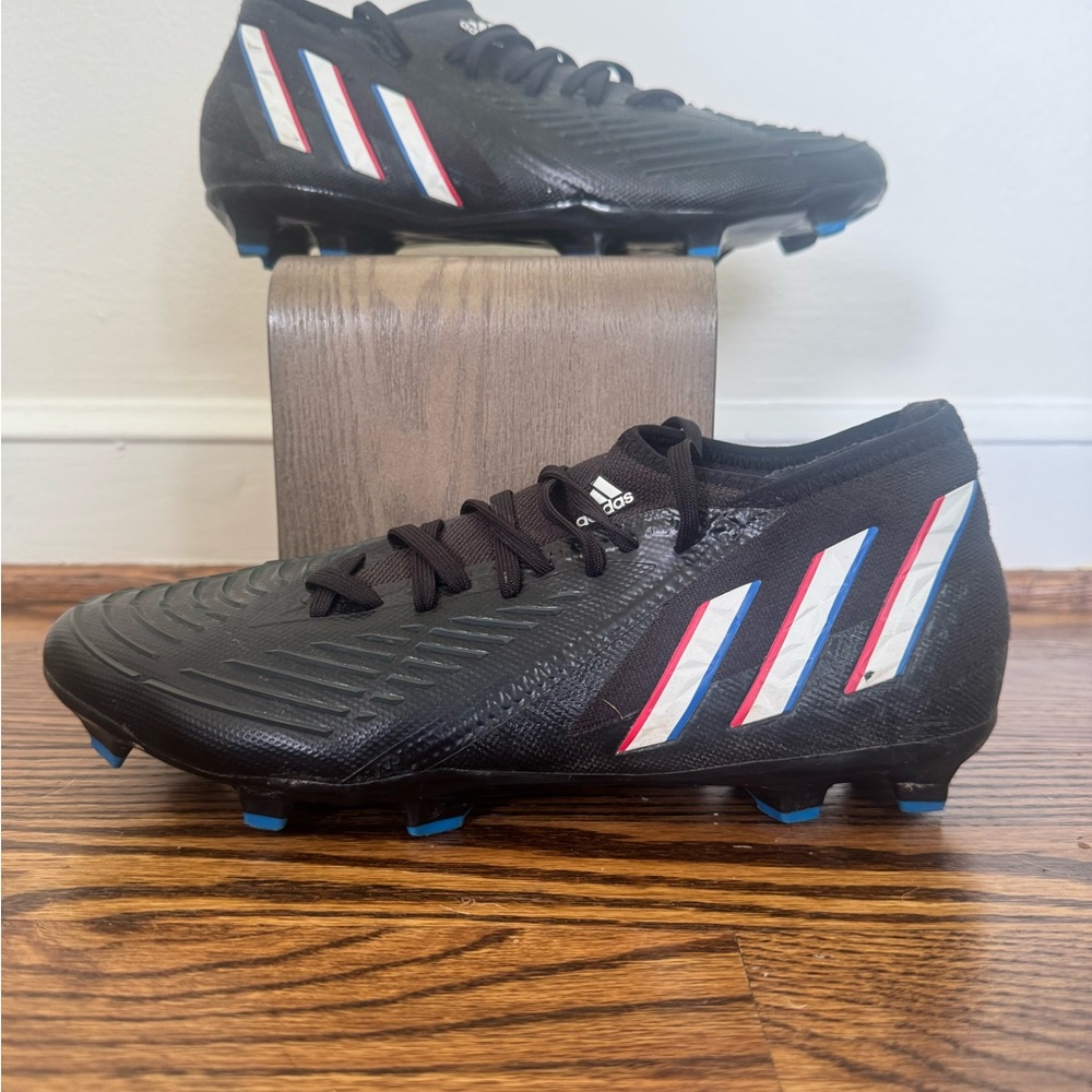 Adidas Soccer ⚽️ Cleats Black with Red and Blue Stripes